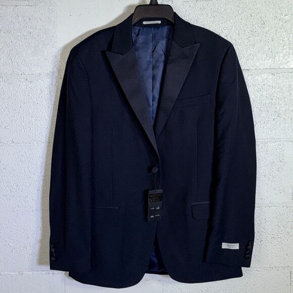 Alfani Men's Slim-Fit Diamond Grid Tuxedo jacket Navy 38R $360 - Picture 1 of 10